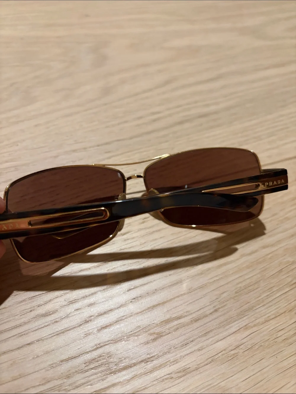 Prada Gold Frame Tortoise Sunglasses Brown Lenses Authentic